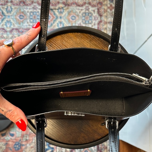 Mollie Coach Black Croc-Embossed Tote 25 - Picture 4 of 9